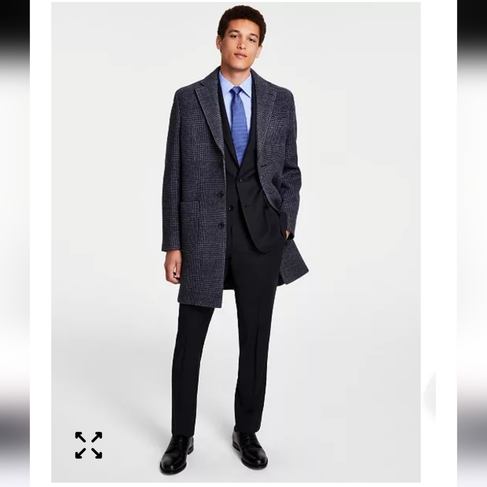 $495 B by Brooks Brothers Men's Plaid Wool Double-Face Overcoat Jacket Size 44L